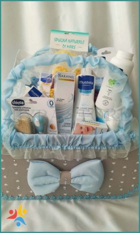 Cesto Nascita Porta Oggetti Neonato Personalizzato Con Nome Ricamato - Made In Italy, Cotone Morbido - Foto 8