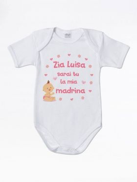 Bavaglino Neonato Personalizzabile 'Zia, Vuoi Essere La Mia Madrina?' - Fupies Made In Italy In Cotone Morbido 15x30 Cm - Regalo Unico