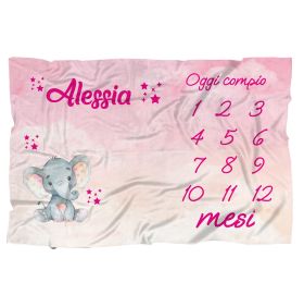 Coperta Mensile Per Neonati Con Motivo Elefante, 152x101 Cm, Per Foto Ricordo E Traguardi Di Crescita
