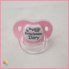 Ciuccio Personalizzato Corona Rosa Con Nome – Per Bambino, Punta Fisiologica O Simmetrica, 0-6 O 6-36 Mesi, Senza BPA